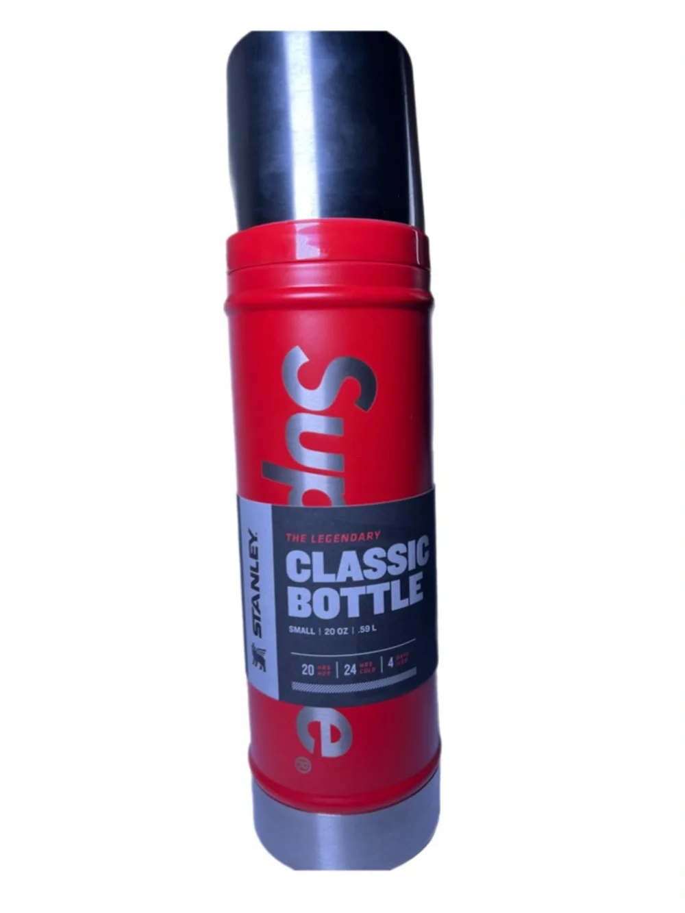Supreme x Stanley Classic Bottle 20oz Thermos Red + Black Stainless Steel - Picture 4 of 14